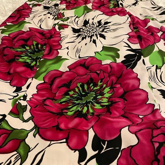 DressBarn Size 14 Pink, White, & Green Floral Sleeveless Dress - Picture 3 of 9